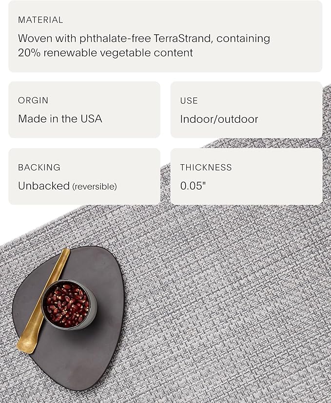 Chilewich Basketweave Placemats in Shadow - Set of 4 - Easy Care Woven Tabletop Textiles - Indoor/Outdoor - 19" x 14" Rectangle