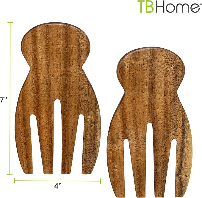 TB Home Salad Hands ??Acacia Wood Salad Serving Utensils for Tossing & Serving