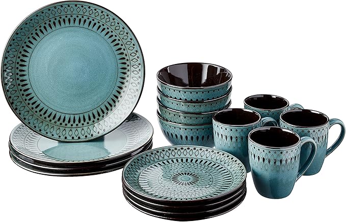 American Atelier 6588-16rb 16 Piece Delilah Round Dinnerware Set, Green