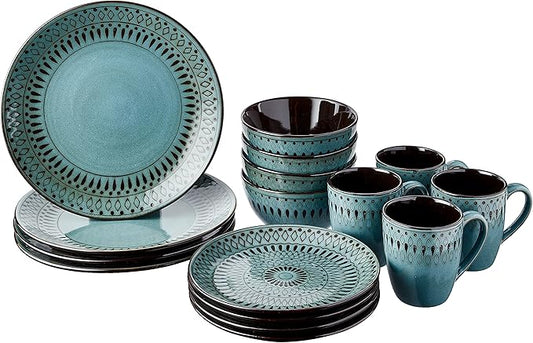 American Atelier 6588-16rb 16 Piece Delilah Round Dinnerware Set, Green