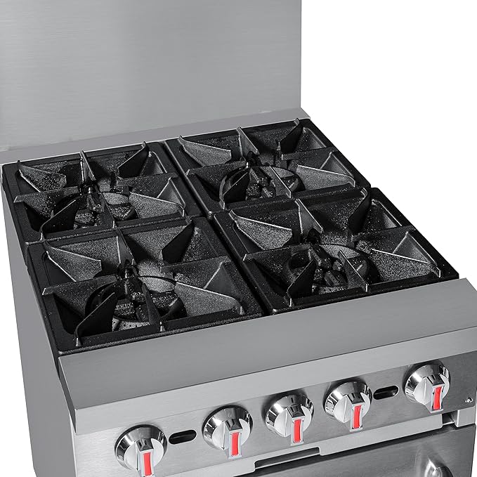 KoolMore 24 in. 4 Burner Commercial Liquid Propane Range with Oven (KM-CR24-LP)