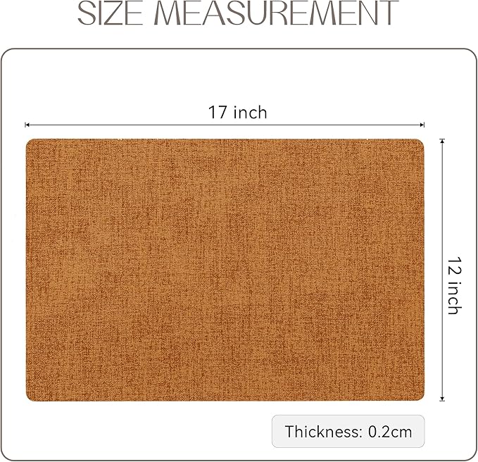 Romanstile Vinyl Placemats Set of 8-12 X 17 Inch - Heat Resistant Place Mats 100% Waterproof Oilproof Wipeable Reversible Faux Leather Table Mats for Kitchen, Dining, Party, Outdoor, Orange