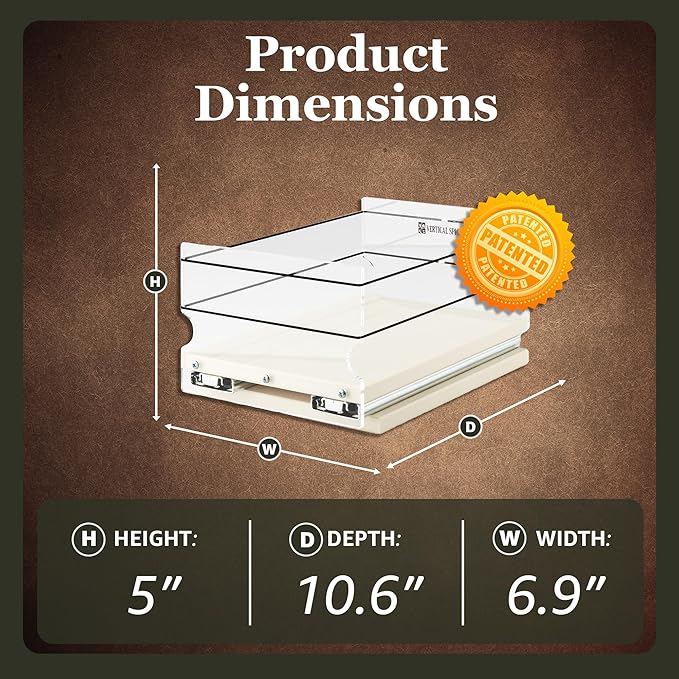 Vertical Spice - Pull Out Cabinet & Pantry Organizer Drawer - Made in USA - Sliding Drawers for Inside Cabinets - Cabinet Pull Out Shelves - 1 Tier - 6.9" x 5.0" x 10.6"(Cream, Partially Assembled)