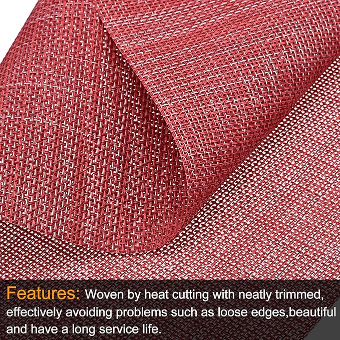 uxcell Place Mats, 450x300mm Table Mats Set of 2 PVC Washable Woven Placemat Red