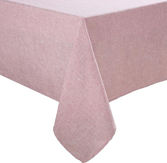 Laura Ashley Harper Luxuriously Smooth Fabric Tablecloth for Formal or Casual Dining, Holiday, Banquet, Wedding or Party, 60" x 102", Blush