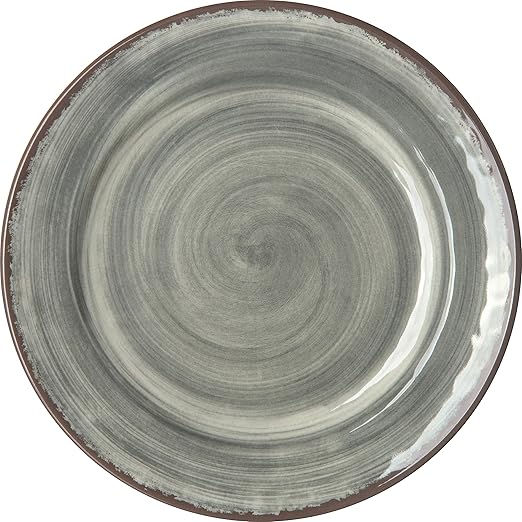 Carlisle FoodService Products Mingle Resuable Plastic Plate Appetizer Plate with Pottery Style for Home and Restaurant, Melamine, 7 Inches, Smoke