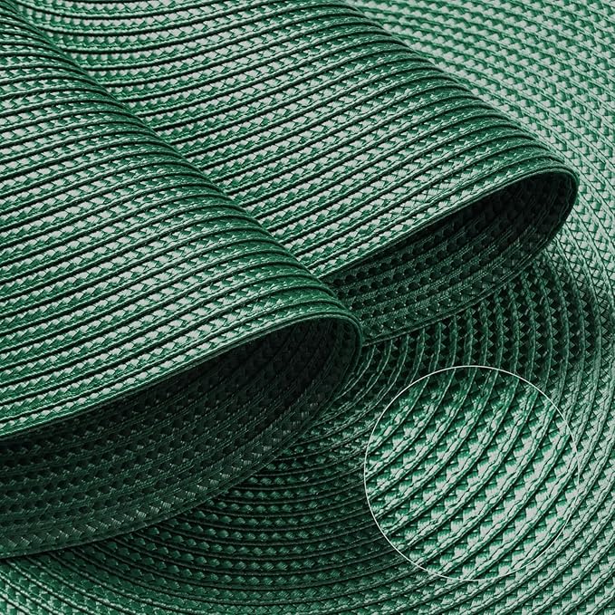 FunWheat Round Braided Placemats Set of 4 Place Mats for Dining Tables Woven Washable Non-Slip Table mats Small 13 inch(S Green, 4pcs)