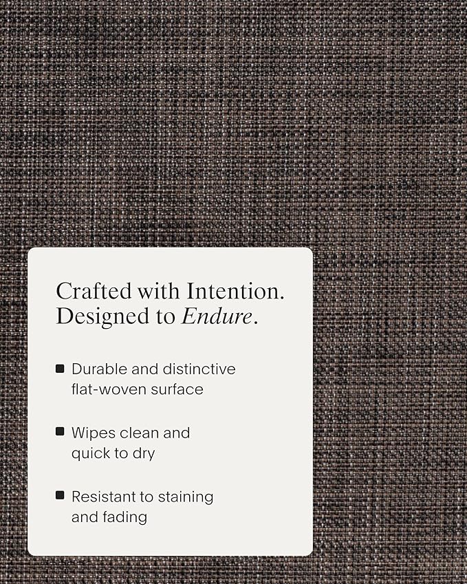 Chilewich Mini Basketweave Placemats in Dark Walnut - Set of 4 - Easy Care Woven Tabletop Textiles - Indoor/Outdoor - 19.25" x 14" Oval