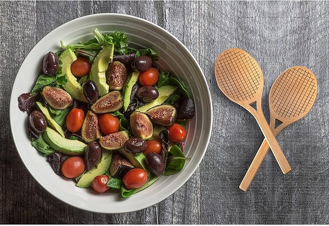 Fox Run Beechwood Tennis Racket Salad Servers, Set of 2 Salad Utensils