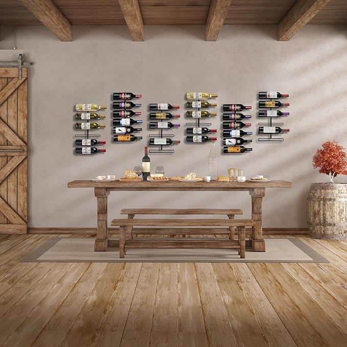 Sorbus Wall Mount Wine Rack ??Holds 6 Bottles ??Black Metal Wine Bottle Holder for Wall, Modern Wine Rack for Home Bar, Kitchen