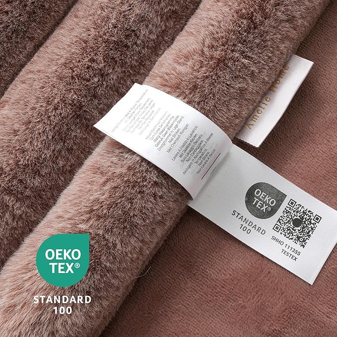 Am챕lie Home Faux Fur Throw Blanket for Couch, Ultra Cozy Fuzzy Fluffy Fur Luxurious Soft Striped Plush Gift Blankets for Family Sofa Chair Bedroom, 60"x80", Cationic Fox Brown