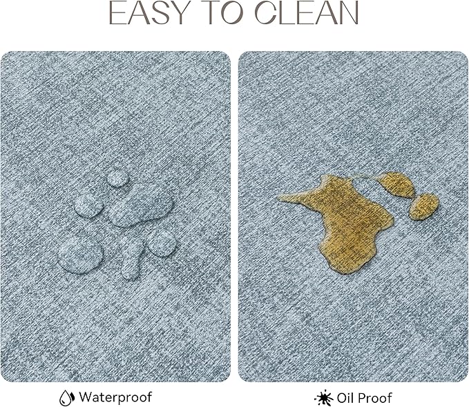 Romanstile Vinyl Placemats Set of 4-12 X 17 Inch - Heat Resistant Place Mats 100% Waterproof Oilproof Wipeable Reversible Faux Leather Table Mats for Kitchen, Dining, Party, Outdoor, Sky Blue