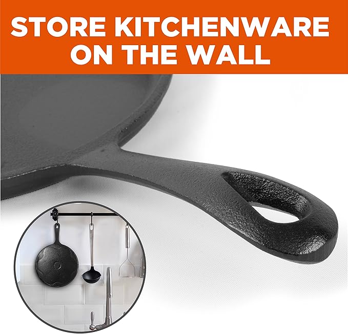 Commercial CHEF Round Cast Iron Griddle Pan 3-Piece Set ??8-inch, 10-inch, and 12-inch - Pre-seasoned Griddle Cast Iron Cookware