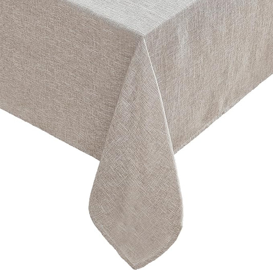 Laura Ashley Harper Luxuriously Smooth Fabric Tablecloth for Formal or Casual Dining, Holiday, Banquet, Wedding or Party, 60" x 102", Taupe