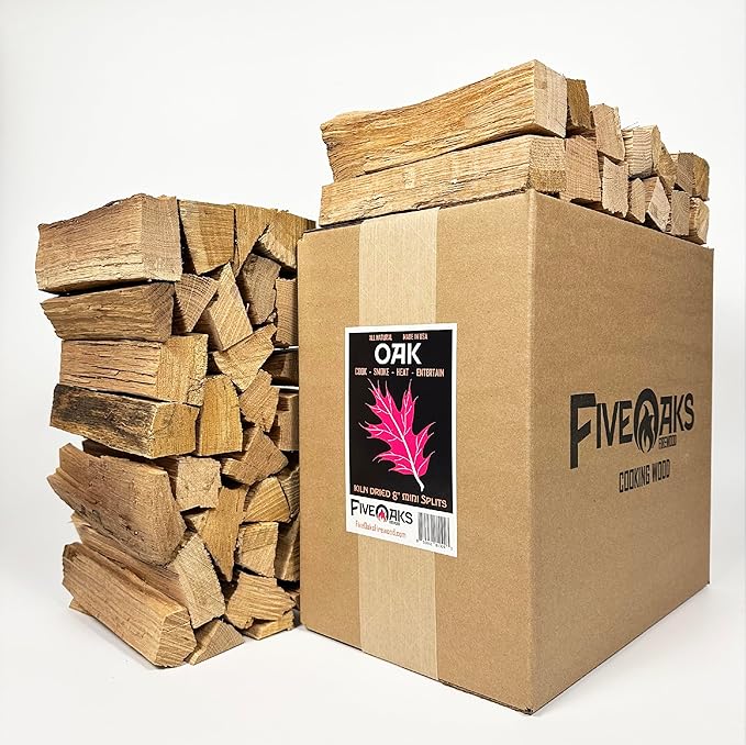 FiveOaks Firewood Pizza Oven Wood Kiln Dried Mini Split OAK 8" inch Long Pizza Wood for Cooking, Grilling or Smoking 1,248 cu. in. of Oak Wood for Mini Wood Stove Cooking Wood, Smoking Wood