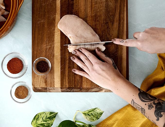 DURA LIVING 7-Inch Santoku Knife ??Ultra-Sharp German High Carbon Stainless Steel, Full Tang, Ergonomic Handle, Multipurpose Kitchen Knife for Chopping, Slicing, and Dicing, Cream