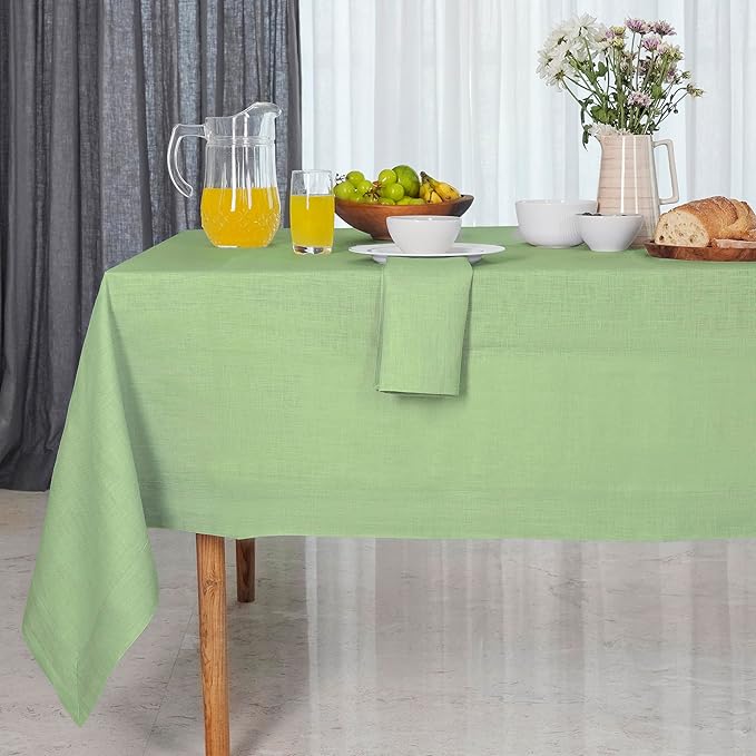 D'Moksha Homes Linen Tablecloth 60 x 120 Inch - 100% Pure Linen Sage Green Table Cloth for Rectangle Tables - Machine Washable Cloth Tablecloth for Spring, St Patricks Day, Easter