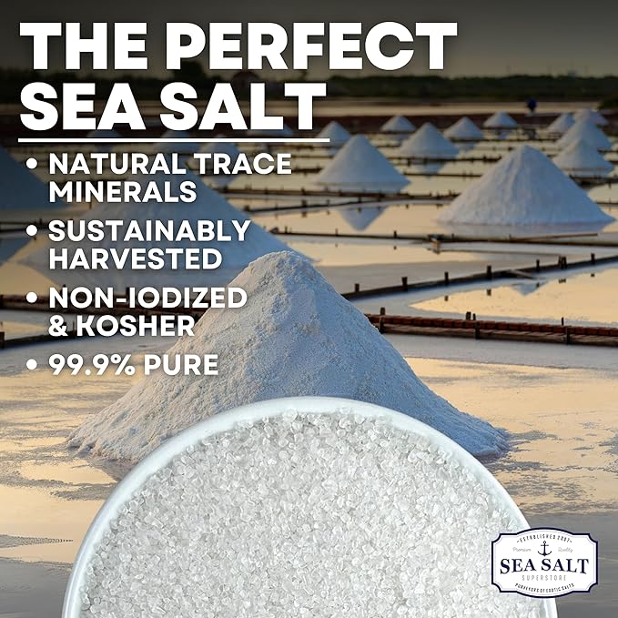 Coarse Sea Salt for Grinder Refill, Coarse Grain Kosher Salt, Non-Iodized Coarse Salt for Cooking, Mineral-Rich Unrefined Baja Salt, 5 lb Bag, Sea Salt Superstore