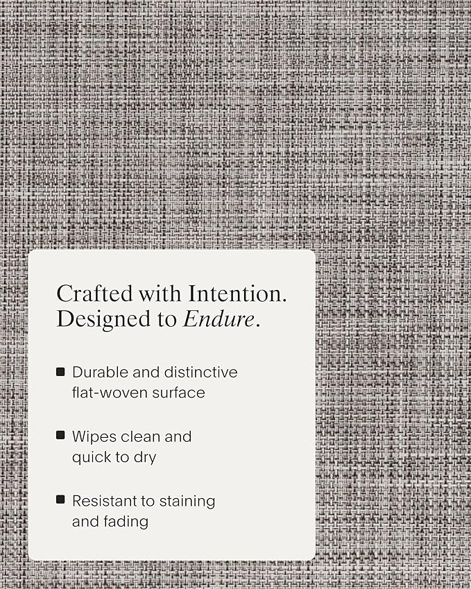 Chilewich Mini Basketweave Placemats in Gravel - Set of 4 - Easy Care Woven Tabletop Textiles - Indoor/Outdoor - 15" Round