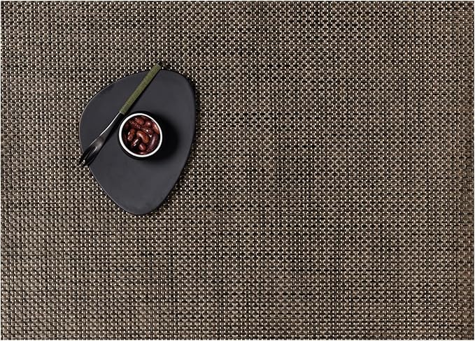Chilewich Basketweave Placemats in Earth - Set of 4 - Easy Care Woven Tabletop Textiles - Indoor/Outdoor - 19" x 14" Rectangle