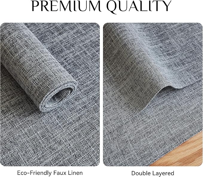 Softalker Faux Linen Placemats Set of 8-12 x 18 Inch, Heat Resistant Double Layered Durable Burlap Farmhouse Place Mats, Non-Slip Washable Rustic Table Mats for Dining, Kitchen, Party竊뉽ight Grey