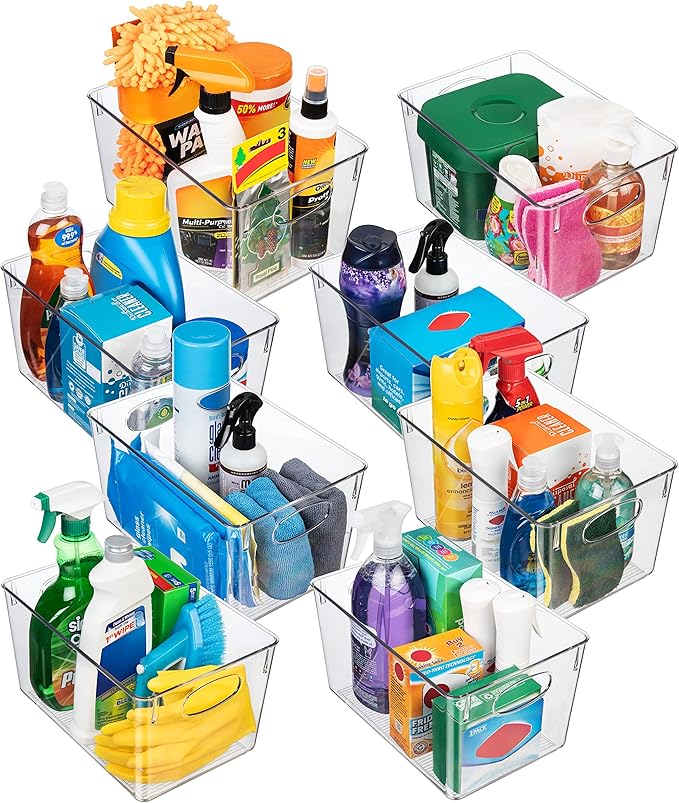 ClearSpace Plastic Storage Bins With lids, 8 Pack ??Perfect Pantry Organization and Storage ??Fridge Organizer, Pantry Storage Containers and Storage Bins, Cabinet Organizers