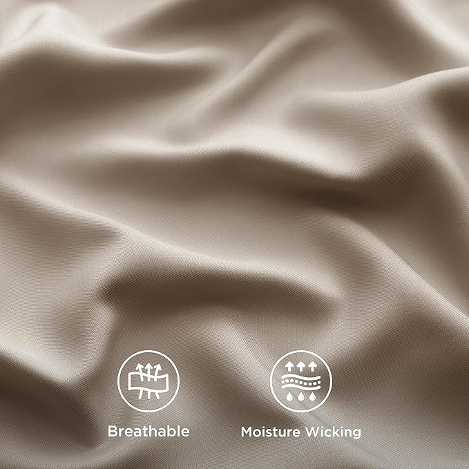 Bedsure Full Size Bed Sheets, Cooling Sheets, Rayon Derived from Bamboo, Breathable & Soft, Deep Pocket Up to 16 Inches, Hotel Luxury Silky Bedding for Hot Sleepers, Simply Taupe