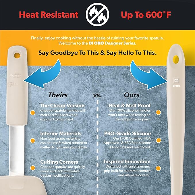 DI ORO Silicone Ladle ??Soup Ladle for Cooking & Serving Heat-Resistant - Large Kitchen Soup Ladle Nonstick Cookware Safe - Soup Serving Spoon with Wide Bowl - Silicone Utensil Dishwasher Safe (Clay)