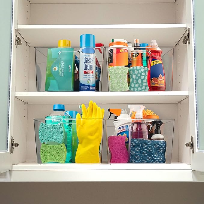 ClearSpace Clear Plastic Storage Bins ??XL 6 Pack Perfect Kitchen or Pantry Organization Fridge Organizer and Storage Bins, Cabinet Organizers