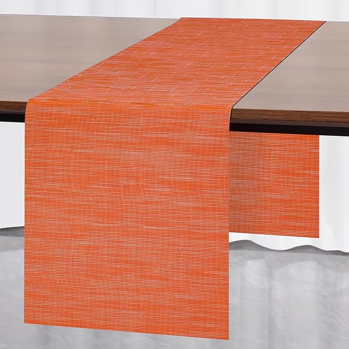 Myir JUN Table Runner, Vinyl Table Runner Indoor 55 Inch Long Arbitrarily Cropped Runner for Table Heatproof for Home Party (Orange, 12 x 55 inch)