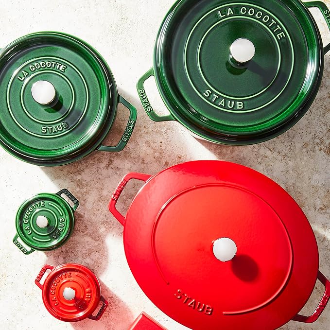 STAUB Cast Iron 6.25-qt Shallow Oval Dutch Oven, Cherry