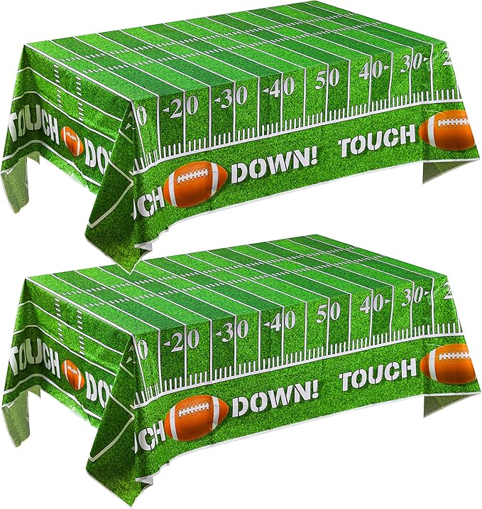 JOYIN 2 PCS Football Table Cover (54??72") for Football Party Touchdown Tablecloth, Game Day Table Covers, Tailgate Table Cover Plastic Party Supplies