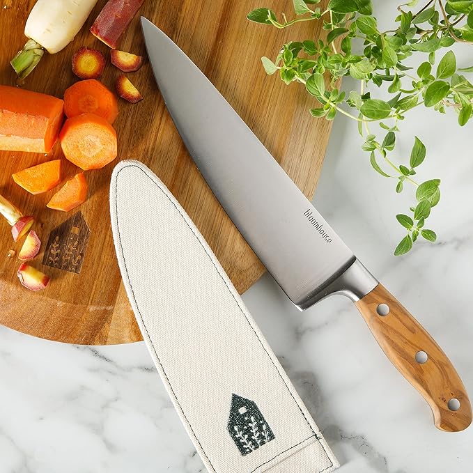 Bloomhouse - Two Time Oprah's Favorite Things Winner - 8-Inch Chef Knife ??German Stainless Steel Blade with Forged Italian Olive Wood Handle, Full Tang Kitchen Knife for Slicing, Dicing & Chopping