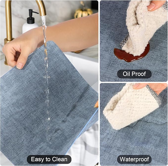 Boobezeen Faux Leather Placemats Set of 6, Heat Resistant Wipeable Washable Vinyl Place Mats, Waterproof Anti-Slip Dining Table Mats, Suitable for Indoor & Outdoor Use (Blue)