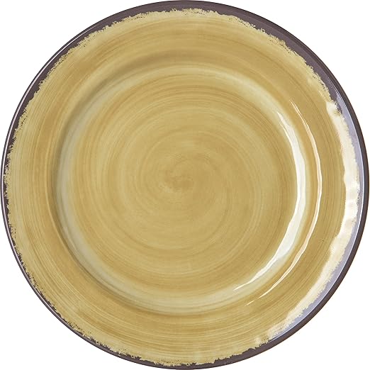 Carlisle FoodService Products Mingle Resuable Plastic Plate Appetizer Plate with Pottery Style for Home and Restaurant, Melamine, 7 Inches, Amber