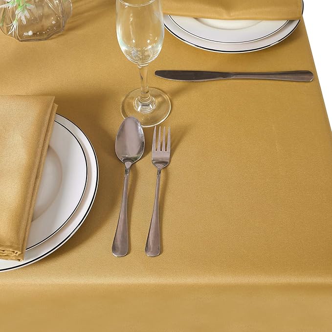 Cupuamon 60 inch Round Tablecloth Washable Polyester Table Cloth Decorative Table Cover for Wedding Party Dining Banquet（60 inch,Gold）