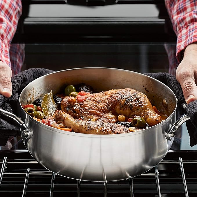 KitchenAid 71011 3-Ply Base Brushed Stainless Steel Casserole Dish/Pan with Lid, 4 Quart