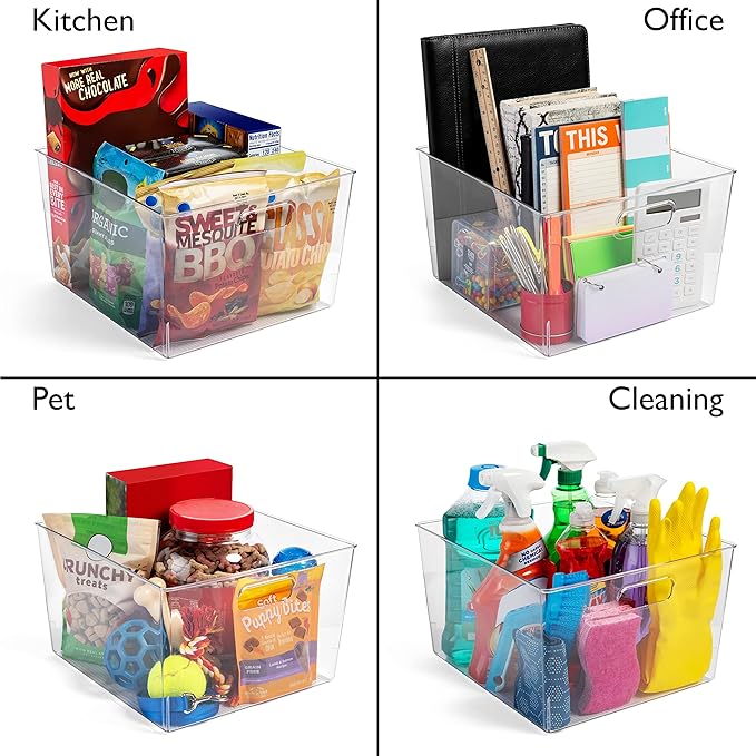 ClearSpace Clear Plastic Storage Bins ??XL 8 Pack Perfect Kitchen or Pantry Organization Fridge Organizer and Storage Bins, Cabinet Organizers