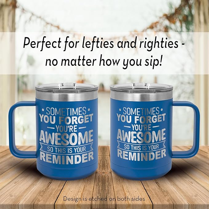 Spotted Dog Company Inspirational Travel Coffee Mug, Inspirational Gifts for Men Dad Father Wife Sister Women, Birthday For Him Her, You?셱e Awesome Tumbler, Teacher Coworker Gifts 15oz Royal Blue