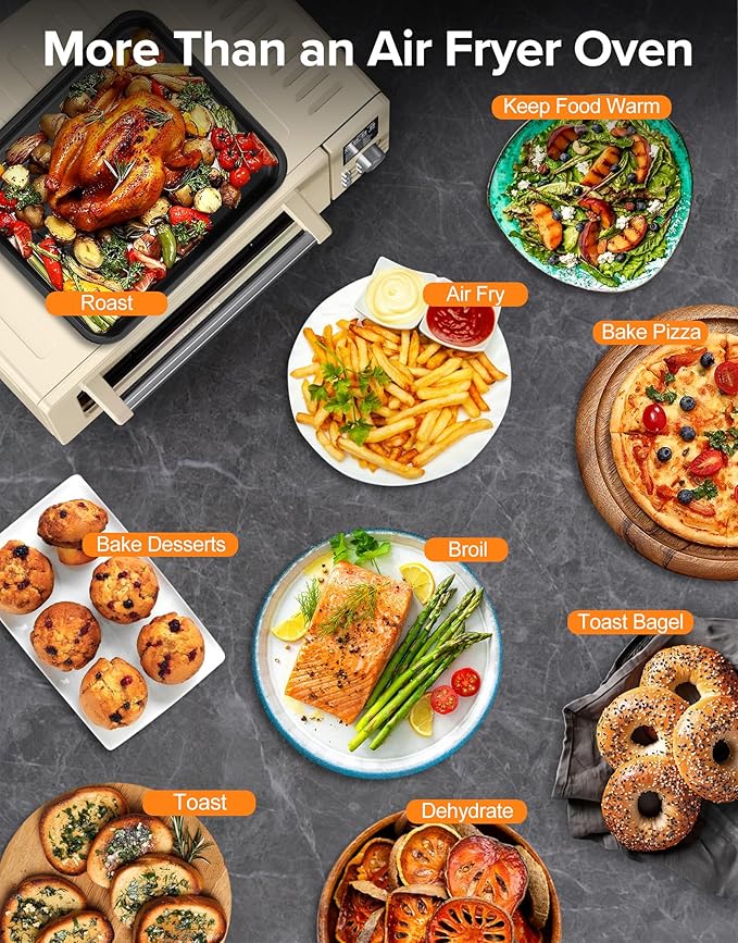 Nuwave Bravo Pro Smart Air Fryer Toaster Oven Combo, Airfryer Convection Oven Countertop, 10-in-1 Functions with Quicker & Even Crisp Technology, 1800W, 50-450째F, PFAS-Free, 21QT, Vanilla Cream