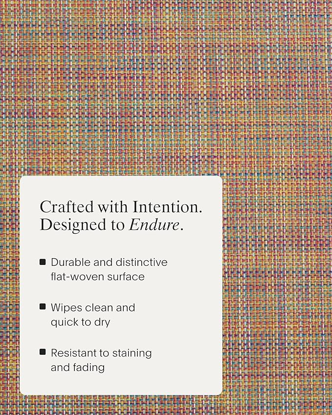 Chilewich Mini Basketweave Placemats in Confetti - Set of 4 - Easy Care Woven Tabletop Textiles - Indoor/Outdoor - 19" x 14" Rectangle