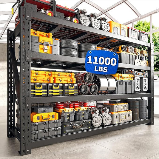 Bepatio 11000LBS Industrial Garage Shelving Heavy Duty, 4-Tier Adjustable Storage Shelves Metal Shelving, Industrial Shelving for Basement Warehouse Commercial Garage Shop, 72" H횞 60" W 횞 24" D, Black