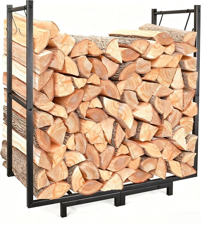 Firewood Rack Outdoor, 30"L x 31"H inch Indoor Fire Wood Pile Storage Stacker, Rustproof Waterproof Log Rack for Fireplace Wood Organizer