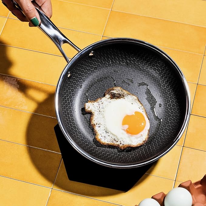 HexClad Hybrid Nonstick 7-Inch Frying Pan, Stay-Cool Handle, Dishwasher-Friendly, Oven-Safe Up to 900째F, Induction Ready, Compatible with All Cooktops