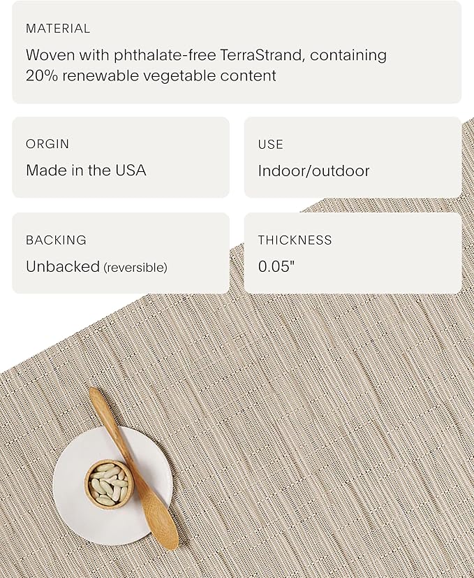 Chilewich Bamboo Placemats Set of 4 - Woven Rectangle Placemats - Reusable, Stain-Resistant, Indoor/Outdoor Tabletop Protection - 19" x 14" - Oat