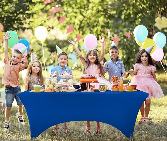 Utopia Kitchen 6FT Spandex Tablecloth [1 Pack, Royal Blue] 200 GSM Stretch, Fitted, Washable and Wrinkle Resistant Table Cloth Rectangle Cover for Trade Shows, Wedding, Parties [72Lx30Wx30H Inch]
