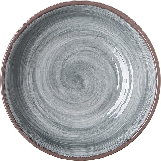 Carlisle FoodService Products Mingle Reusable Plastic Bowl Cereal Bowl with Pottery Style for Home and Restaurant, Melamine, 32 Ounces, Smoke, (Pack of 12)