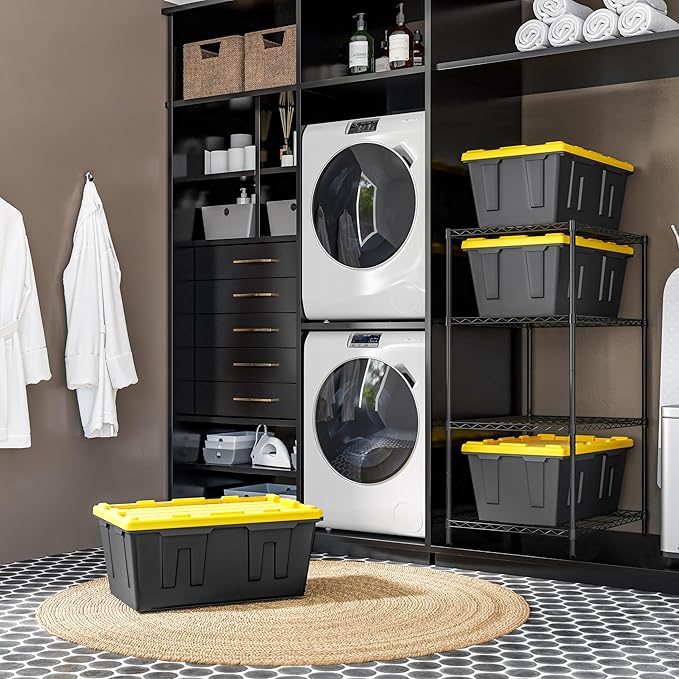 Seville Classics UltraDurable Heavy Duty NSF Solid Steel Wire Rack Storage Unit, Organizer for Garage, Warehouse, Office, Restaurant, Classroom, Kitchen, Graphite, 4-Tier Tote Shelving, 25" W x 33" D