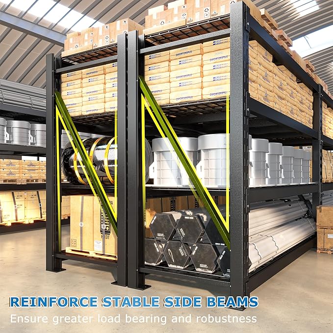 Bepatio 11000LBS Garage Shelving Heavy Duty Storage Shelves Adjustable 4-Tier Metal Shelving Uints Heavy Duty Industrial Shelves for Garage, Warehouse Basement Storage Room 24" D 횞 60" W 횞 72" H