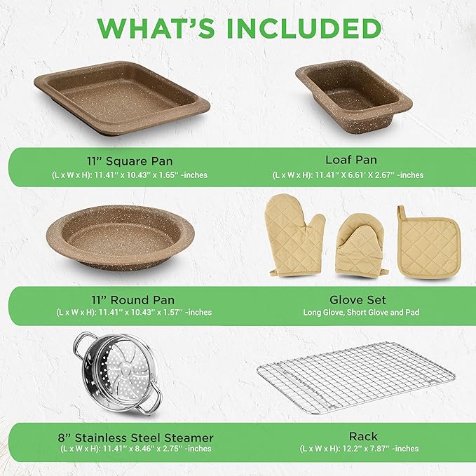 NutriChef 22?멠iece Non?멣tick Ceramic Pots and Pans Set ??For All Cooktops Including Induction ??PTFE & PFAS Free, Includes Bakeware & Utensils